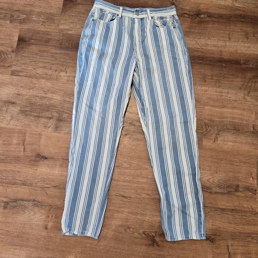 American Eagle Outfitters Striped Tapered Straight Leg Jeans Size 6 Regular